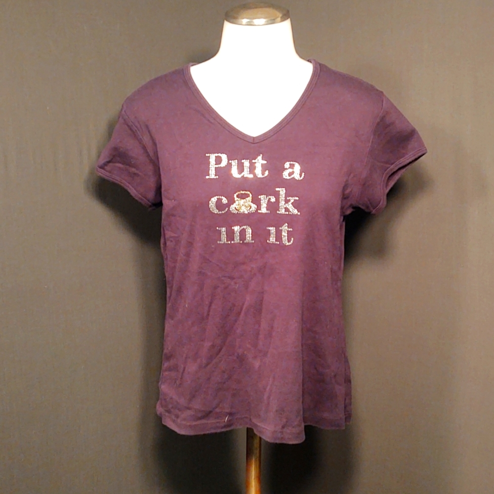 “Put a cork in it” wine snarky rhinestone baby T